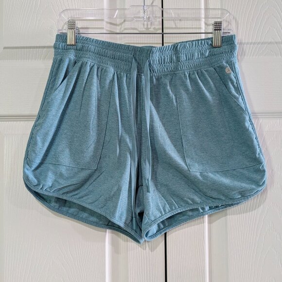 Danskin Women's Reverie Shorts Blue Ocean Heather, Size Small, Side Pockets - Picture 2 of 10